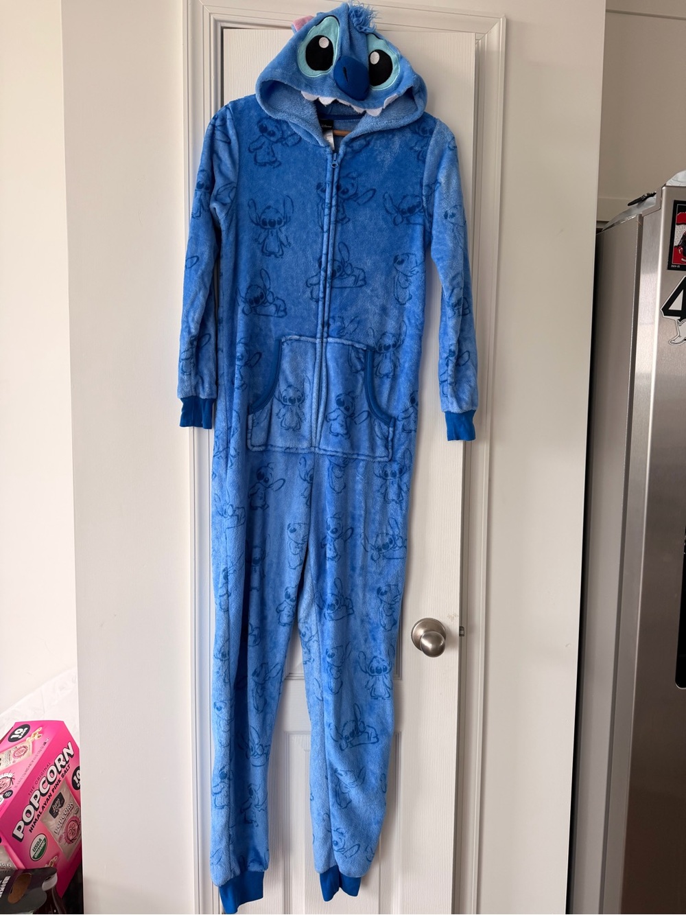Disney Light Blue Stitch Hooded Fleece One-Piece Pajamas